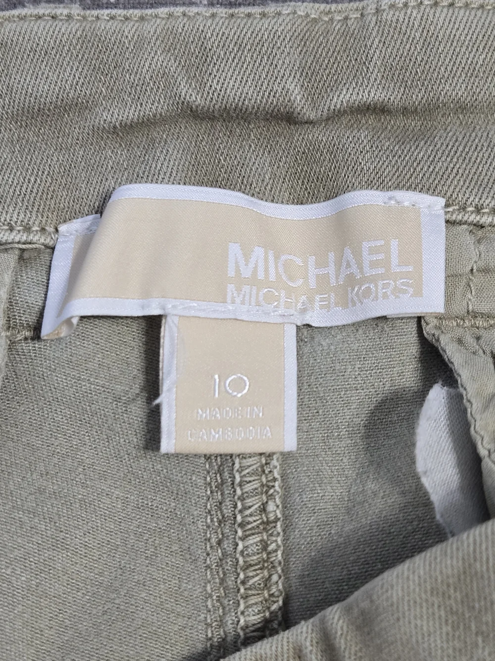 Michael Kors Cargo Jogger Pants Olive Green Zip Ankle Stretch Women's 10